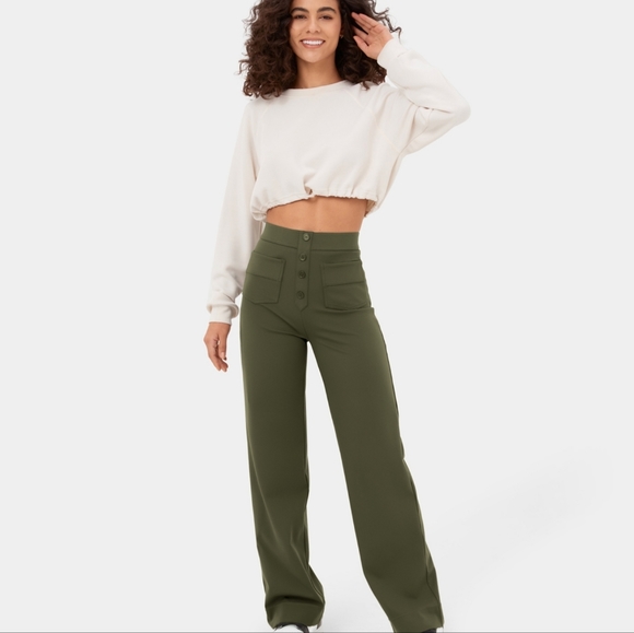 NWOT🔹️Halara Waisted Button Multiple Pockets Straight Leg Casual Pants - MP - Picture 9 of 9